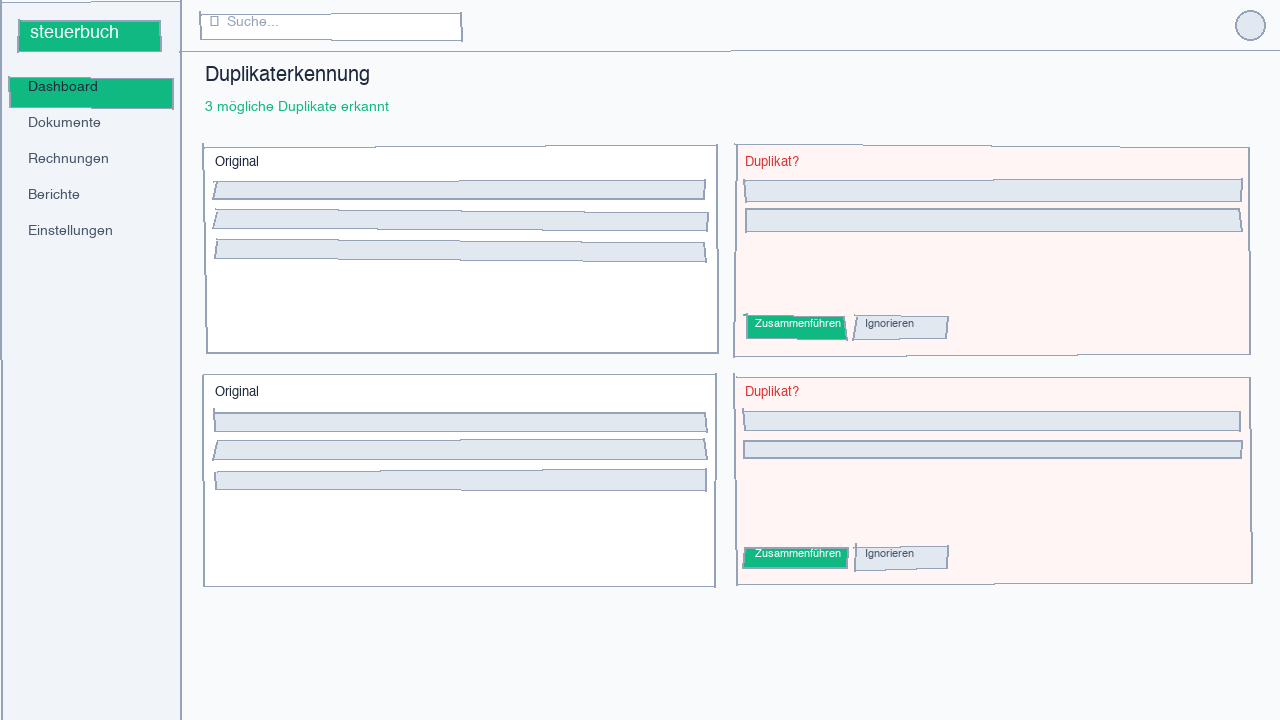 Screenshot of the duplicate management interface